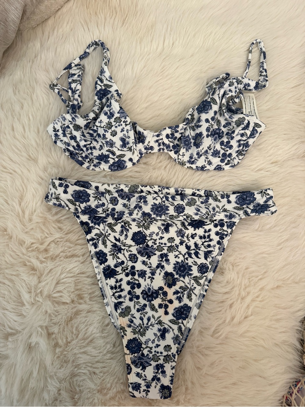 Blue Floral Underwire Bikini Set - Women Swim